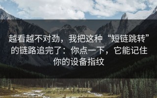 越看越不对劲，我把这种“短链跳转”的链路追完了：你点一下，它能记住你的设备指纹