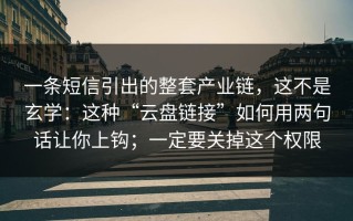 一条短信引出的整套产业链，这不是玄学：这种“云盘链接”如何用两句话让你上钩；一定要关掉这个权限
