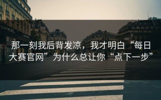 那一刻我后背发凉，我才明白“每日大赛官网”为什么总让你“点下一步”