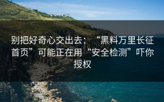别把好奇心交出去：“黑料万里长征首页”可能正在用“安全检测”吓你授权