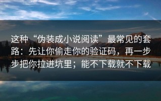 这种“伪装成小说阅读”最常见的套路：先让你偷走你的验证码，再一步步把你拉进坑里；能不下载就不下载