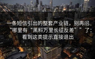 一条短信引出的整套产业链，别再问“哪里有“黑料万里长征反差””了：看到这类提示直接退出