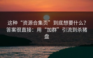 这种“资源合集页”到底想要什么？答案很直接：用“加群”引流到杀猪盘