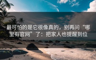 最可怕的是它很像真的，别再问“哪里有官网”了：把家人也提醒到位