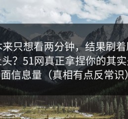 我本来只想看两分钟，结果刷着刷着就上头？51网真正拿捏你的其实是封面信息量（真相有点反常识）