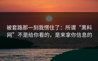 被套路那一刻我愣住了：所谓“黑料网”不是给你看的，是来拿你信息的