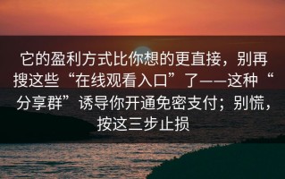 它的盈利方式比你想的更直接，别再搜这些“在线观看入口”了——这种“分享群”诱导你开通免密支付；别慌，按这三步止损