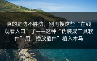 真的是防不胜防，别再搜这些“在线观看入口”了——这种“伪装成工具软件”用“播放插件”植入木马