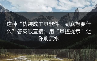 这种“伪装成工具软件”到底想要什么？答案很直接：用“风控提示”让你刷流水