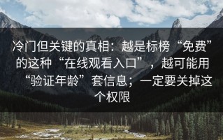 冷门但关键的真相：越是标榜“免费”的这种“在线观看入口”，越可能用“验证年龄”套信息；一定要关掉这个权限