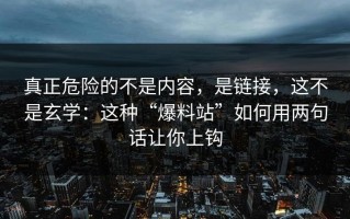真正危险的不是内容，是链接，这不是玄学：这种“爆料站”如何用两句话让你上钩