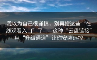 我以为自己很谨慎，别再搜这些“在线观看入口”了——这种“云盘链接”用“升级通道”让你安装远控