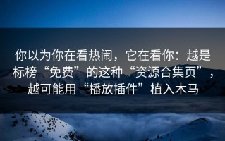 你以为你在看热闹，它在看你：越是标榜“免费”的这种“资源合集页”，越可能用“播放插件”植入木马