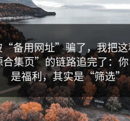 别被“备用网址”骗了，我把这种“资源合集页”的链路追完了：你以为是福利，其实是“筛选”