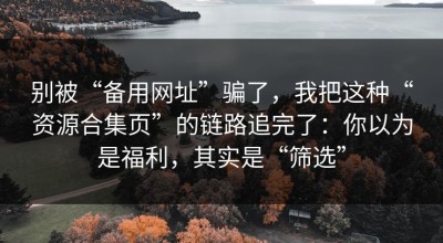 别被“备用网址”骗了，我把这种“资源合集页”的链路追完了：你以为是福利，其实是“筛选”
