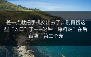 差一点就把手机交出去了，别再搜这些“入口”了——这种“爆料站”在后台装了第二个壳