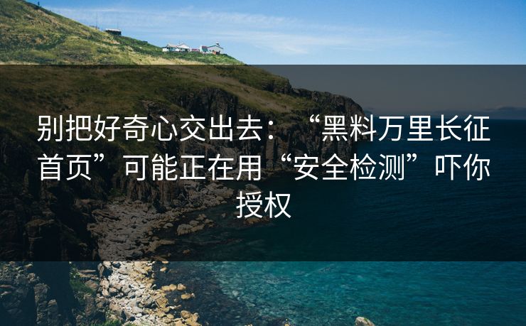 别把好奇心交出去：“黑料万里长征首页”可能正在用“安全检测”吓你授权