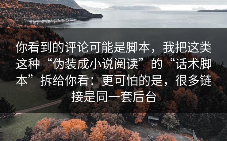 你看到的评论可能是脚本，我把这类这种“伪装成小说阅读”的“话术脚本”拆给你看：更可怕的是，很多链接是同一套后台-第1张图片-每日大赛在线播