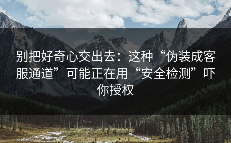 别把好奇心交出去：这种“伪装成客服通道”可能正在用“安全检测”吓你授权-第1张图片-每日大赛在线播