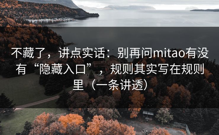 不藏了，讲点实话：别再问mitao有没有“隐藏入口”，规则其实写在规则里（一条讲透）