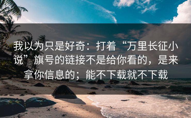 我以为只是好奇：打着“万里长征小说”旗号的链接不是给你看的，是来拿你信息的；能不下载就不下载