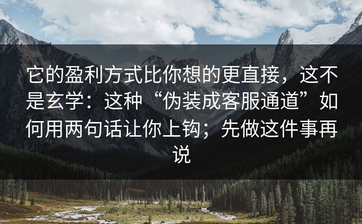它的盈利方式比你想的更直接，这不是玄学：这种“伪装成客服通道”如何用两句话让你上钩；先做这件事再说