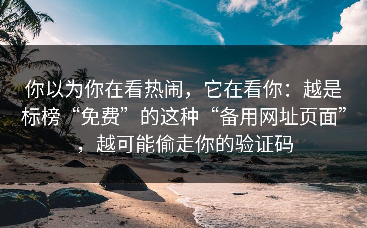 你以为你在看热闹，它在看你：越是标榜“免费”的这种“备用网址页面”，越可能偷走你的验证码