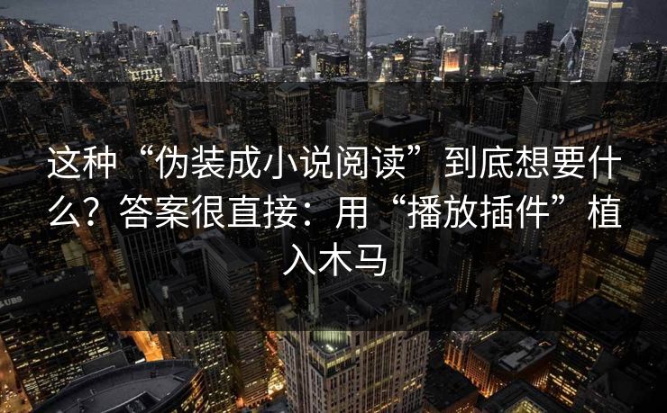 这种“伪装成小说阅读”到底想要什么？答案很直接：用“播放插件”植入木马