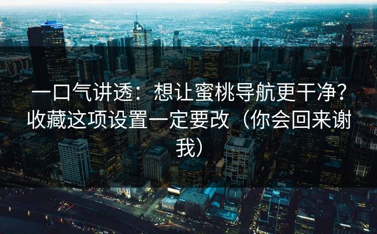 一口气讲透：想让蜜桃导航更干净？收藏这项设置一定要改（你会回来谢我）